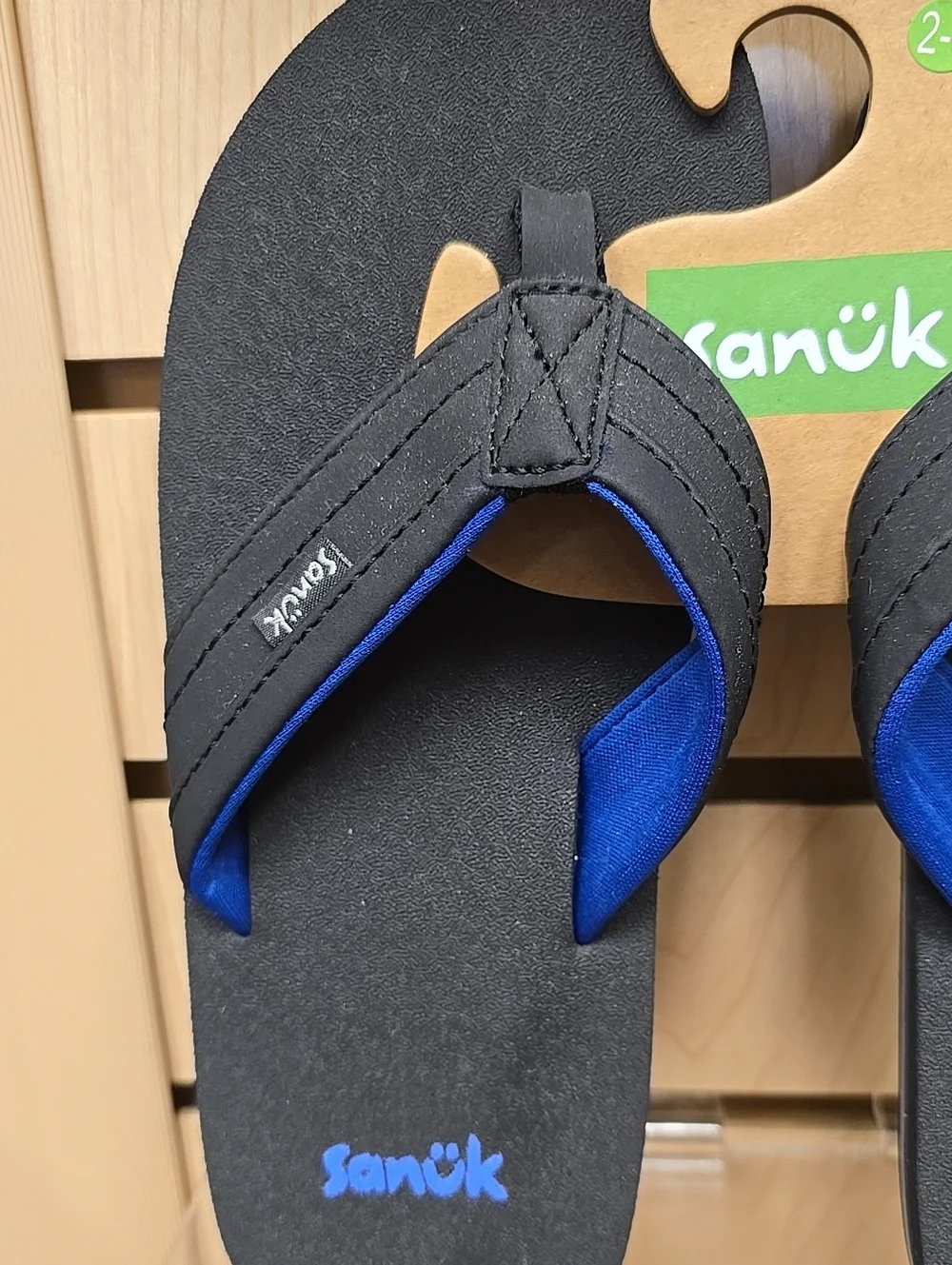 Sanuk Kids' Black & Blue Comfort Flip Flops